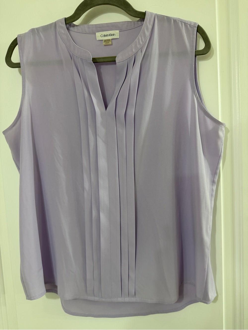 Calvin Klein Light Lavender Pleated Sleeveless Top